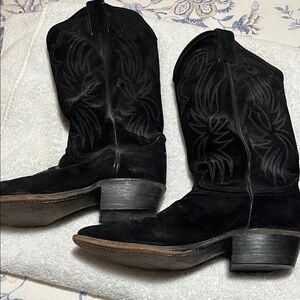 Justin Black Suede Western Boots
